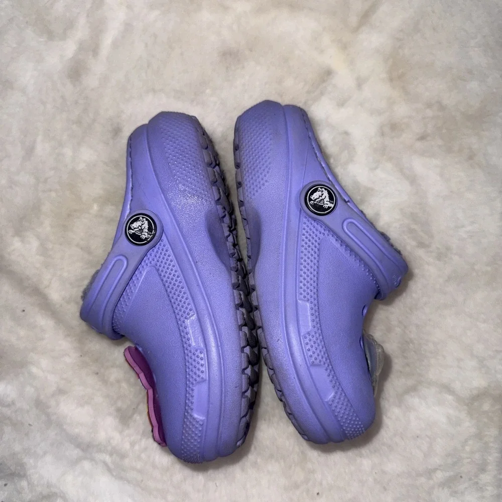 Crocs Classic Fleece Lined Purple Clog Lisa Frank Charms Toddler Child Size 9 C9